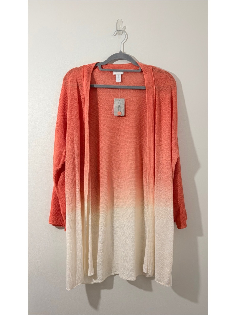 NWT Chico’s “Everlasting Cardigan” ombre 100% linen cardigan sweater (size 2/L) - Picture 1 of 6